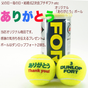 ありがとう」ボール フォート 1缶(2球入) 硬式テニスボール オリジナル
